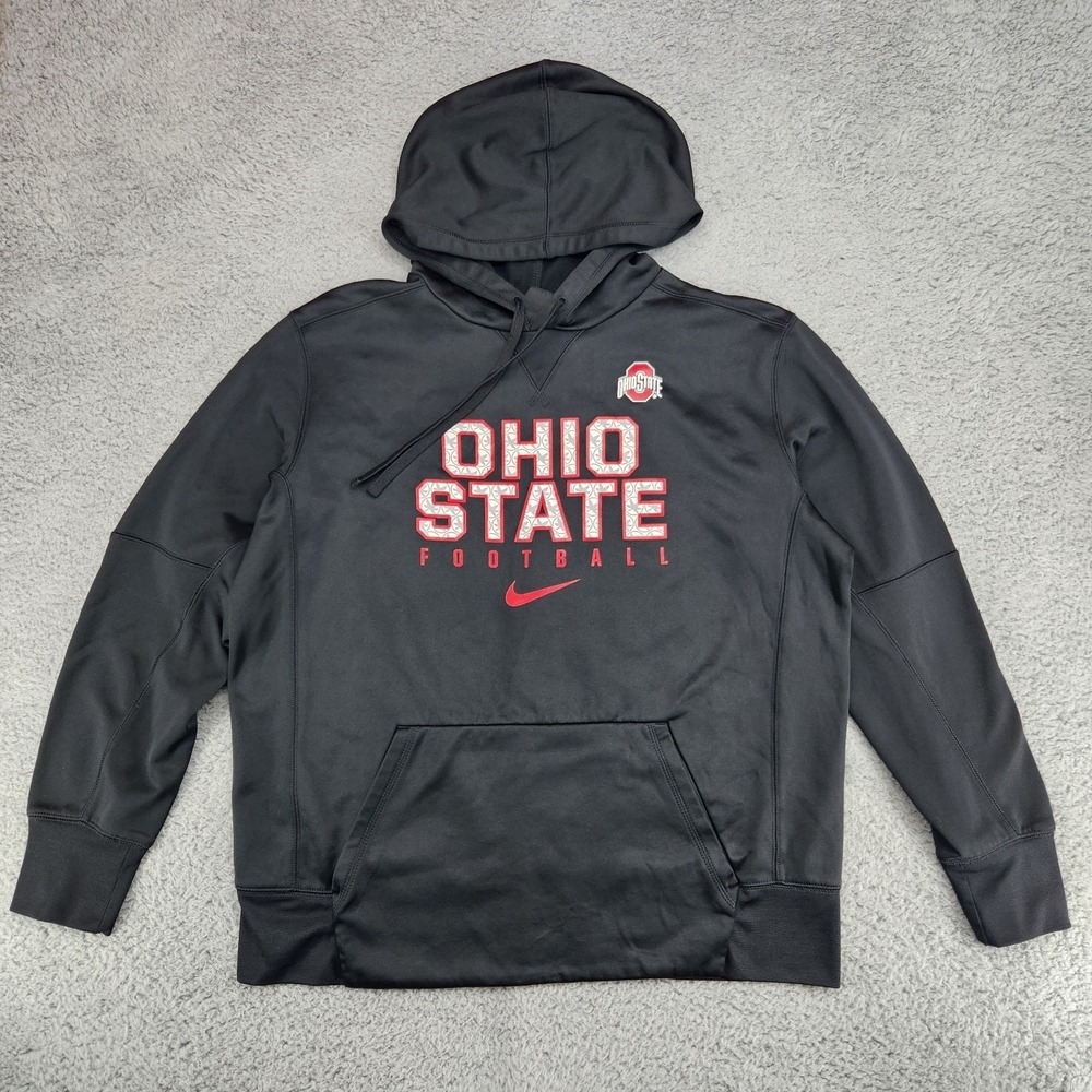 Ohio State Buckeyes Football Nike Dri-Fit Hoodie Mens Size L Black Pullover